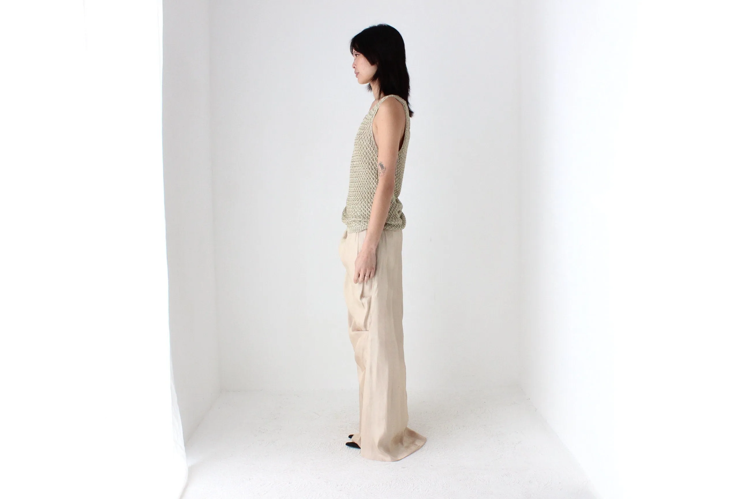 90s Draped Greek Statue Subtle Gold Maxi Skirt