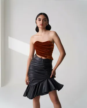 Asymmetric Leather Skirt