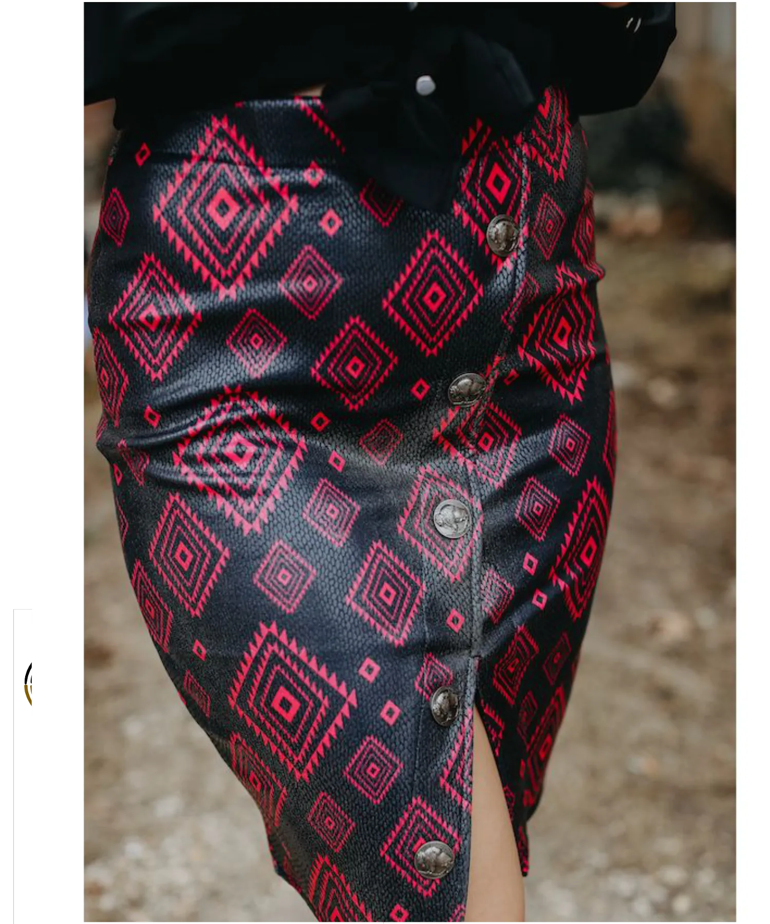 Aztec Pattern Overlap Faux Leather Skirt- Lucky & Blessed