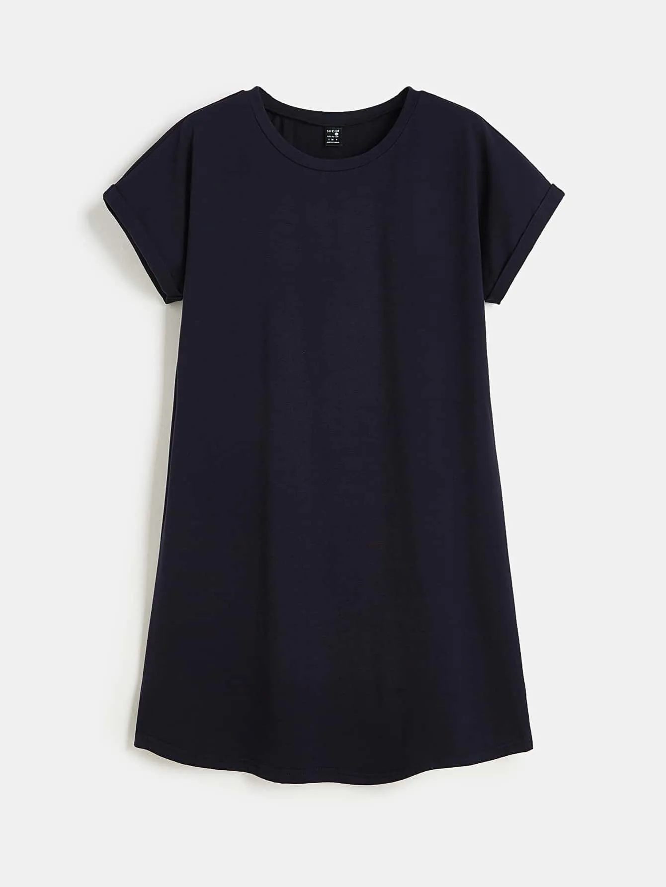 BASICS Cotton Rolled Cuff Solid Tee Dress