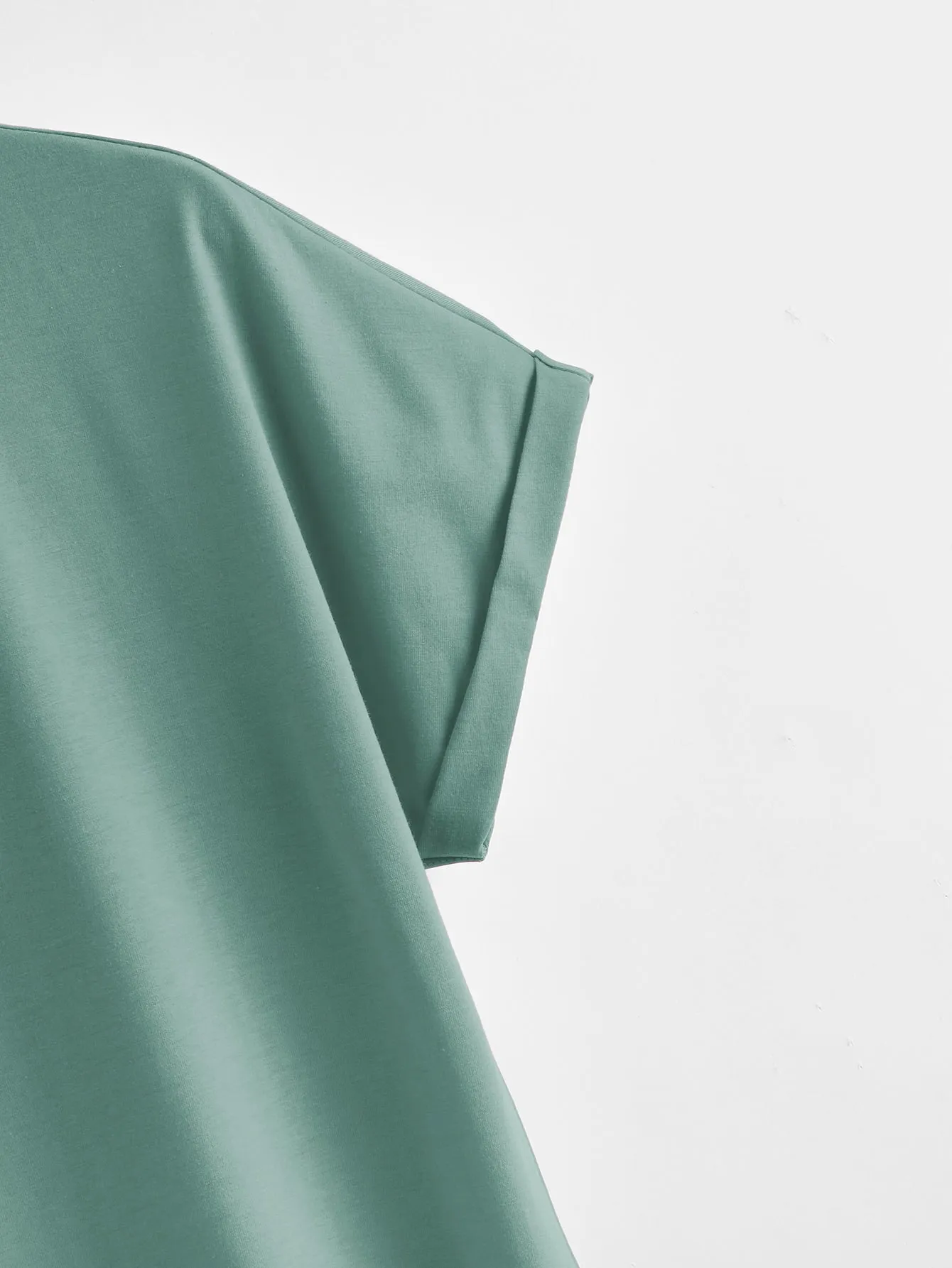 BASICS Cotton Rolled Cuff Solid Tee Dress