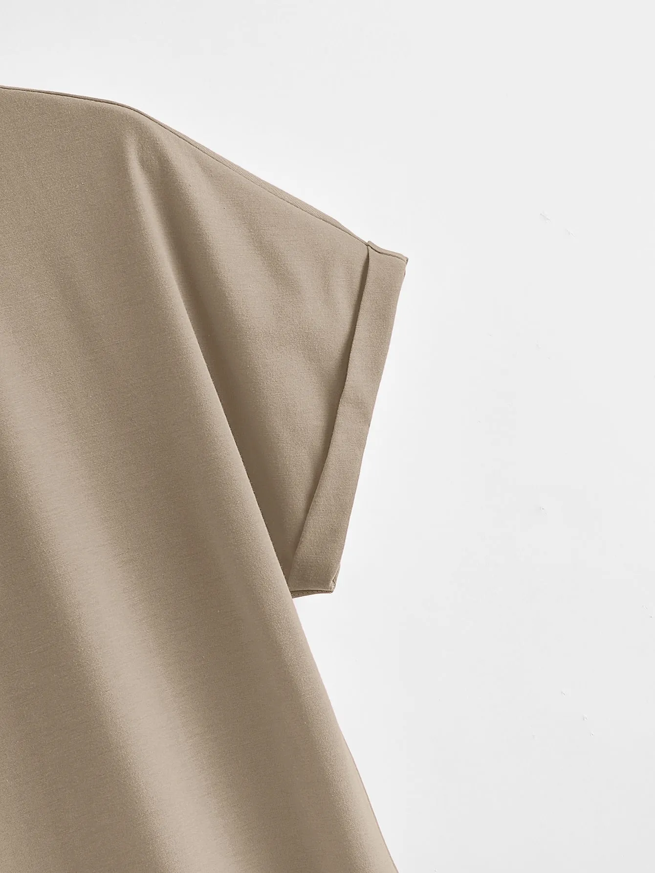 BASICS Cotton Rolled Cuff Solid Tee Dress
