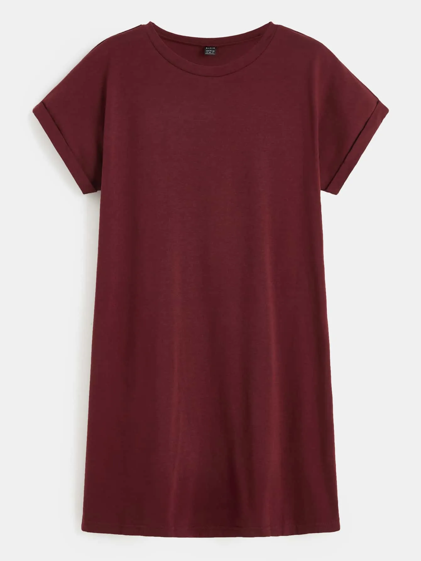 BASICS Cotton Rolled Cuff Solid Tee Dress