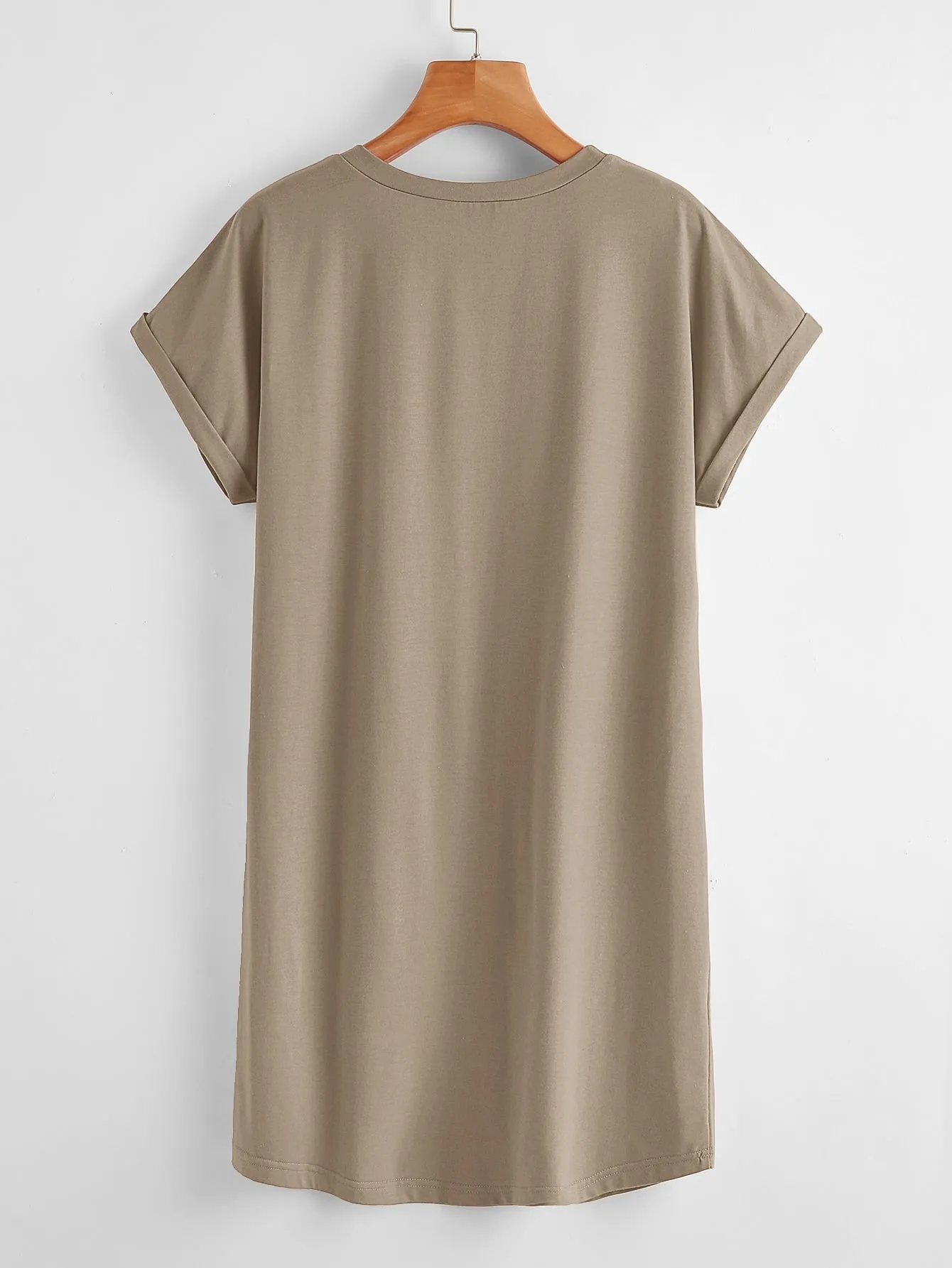 BASICS Cotton Rolled Cuff Solid Tee Dress