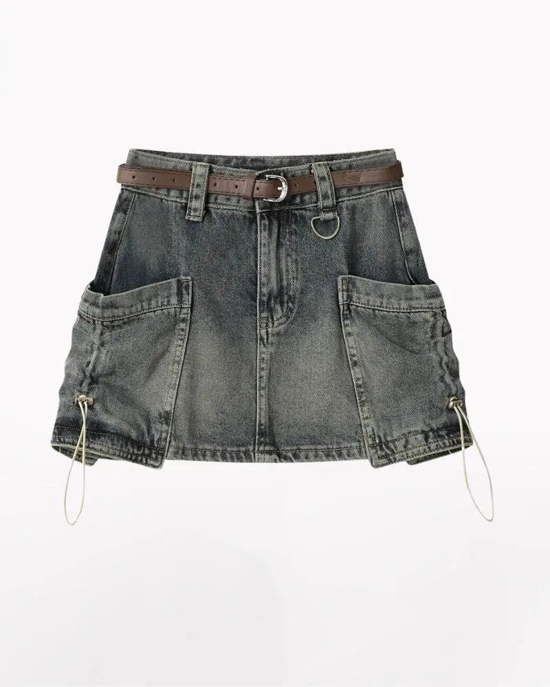 Big Pockets Denim Cargo Skirt