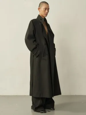Black Cotton High-neck Coat