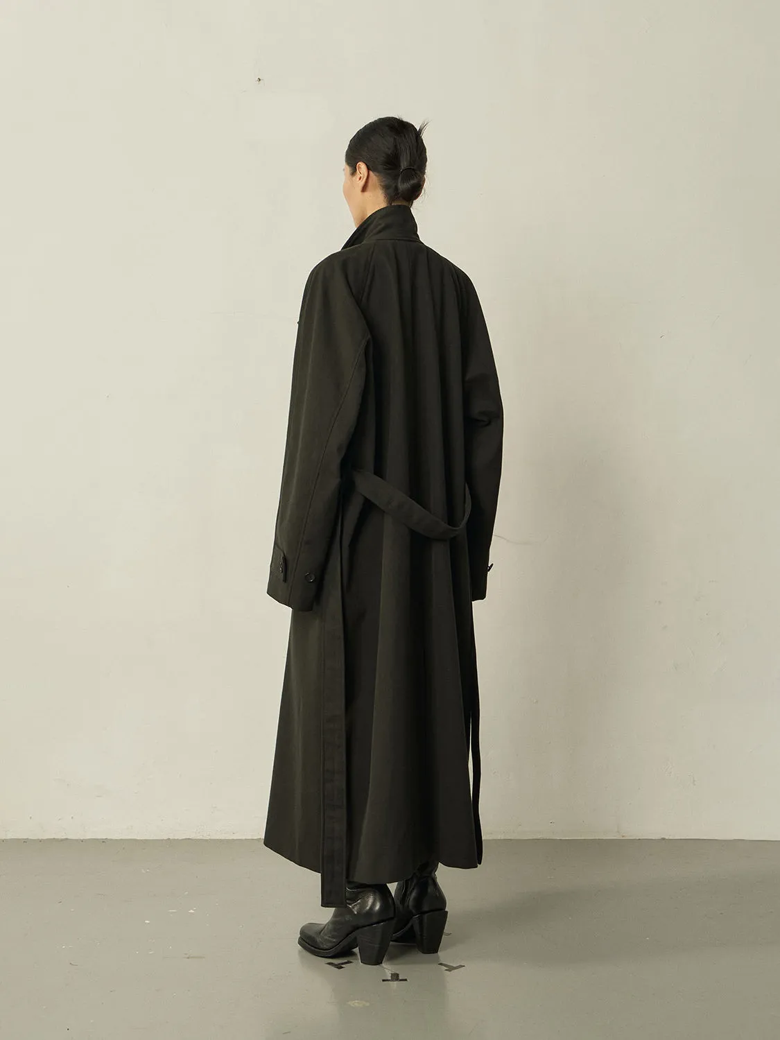 Black Cotton High-neck Coat