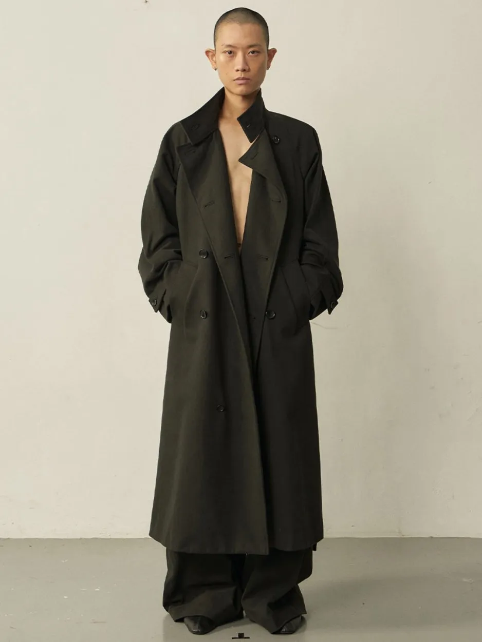 Black Cotton High-neck Coat