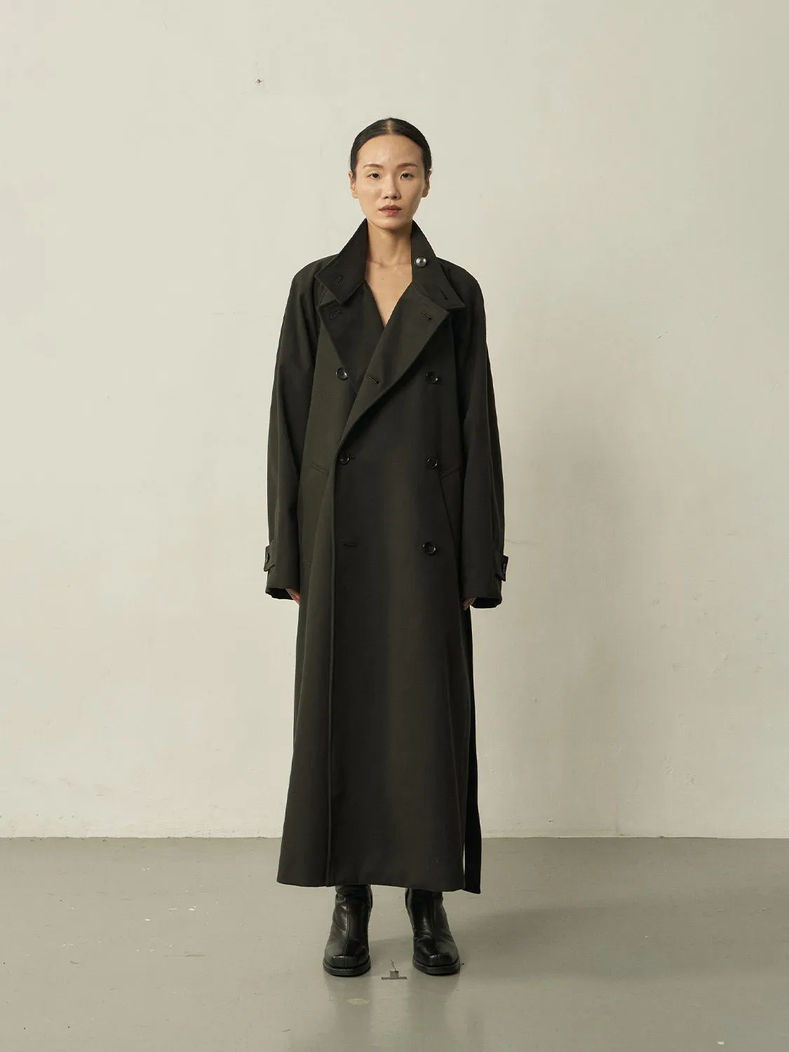 Black Cotton High-neck Coat