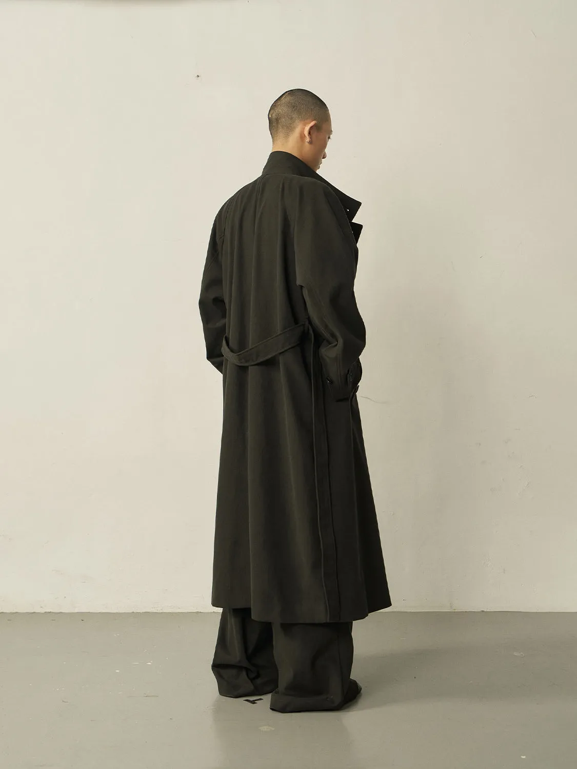 Black Cotton High-neck Coat