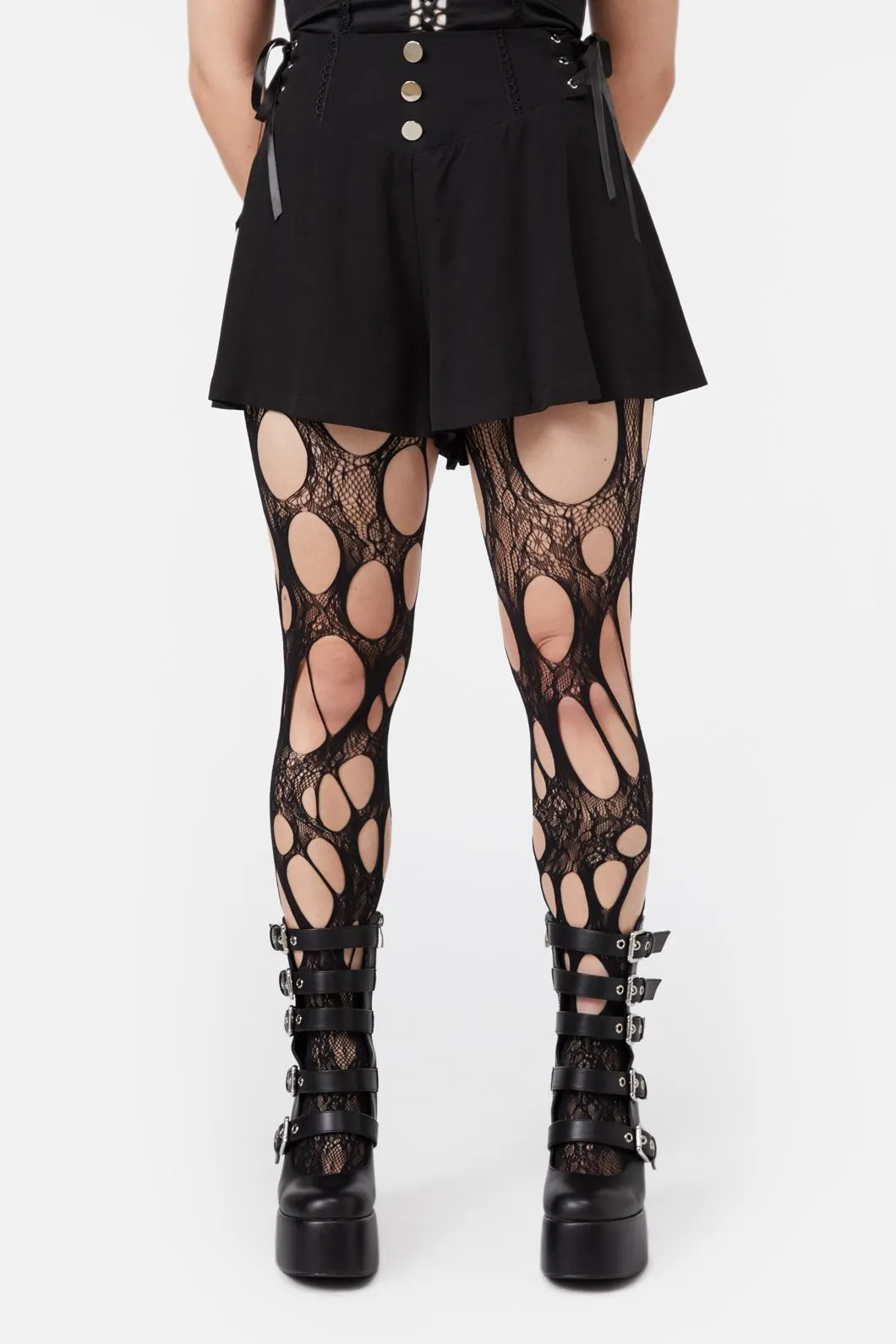 Black Faux Torn Tights