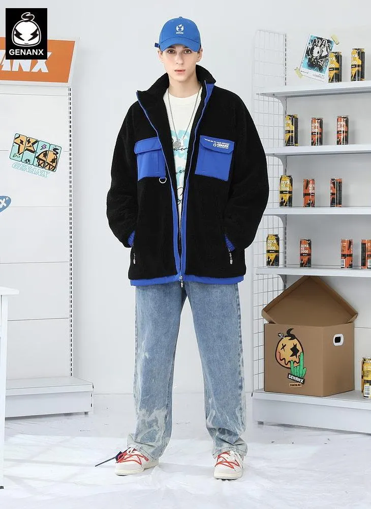 Color Block Letter Patchwork Safari Style Padded Coat