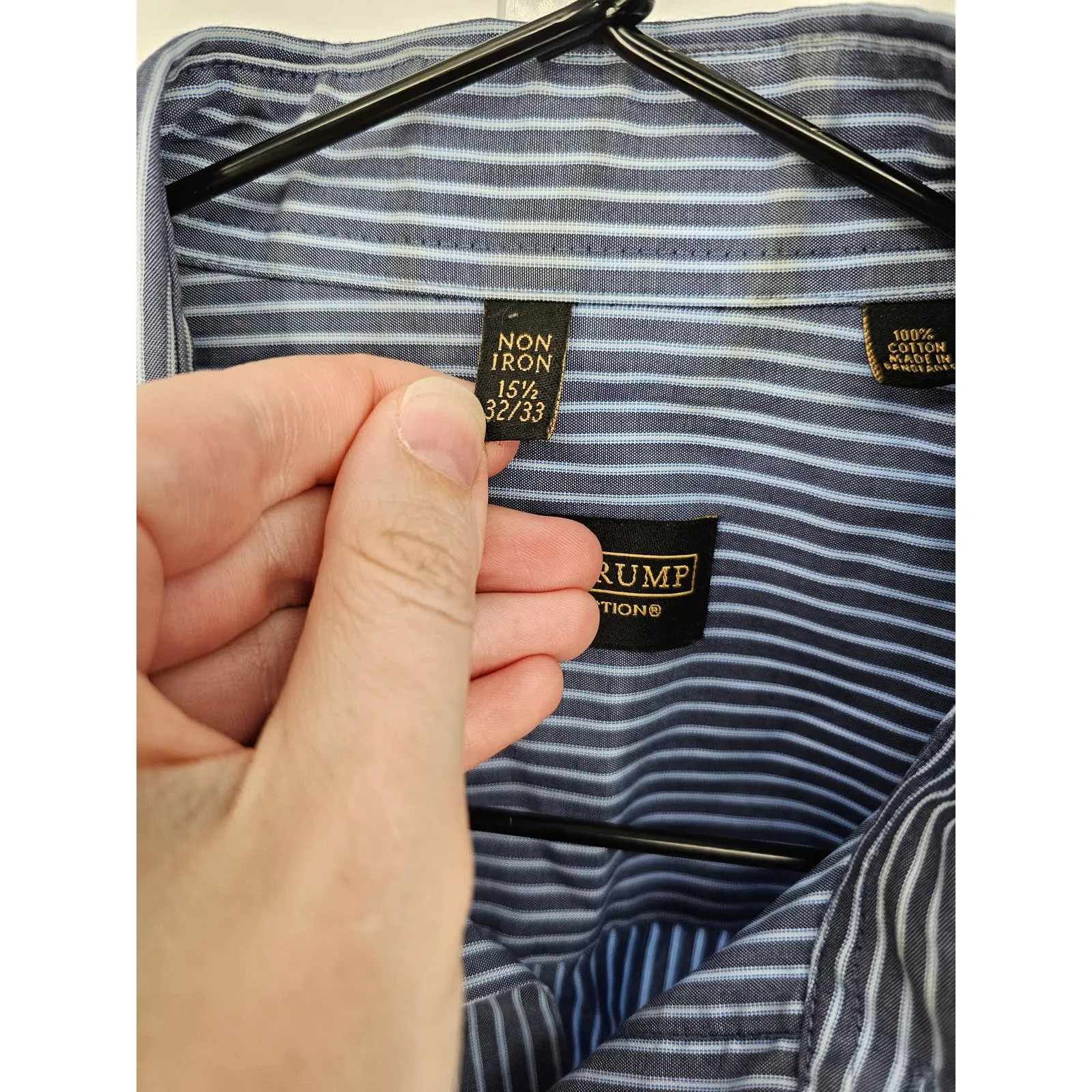 Donald Trump Signature Collection mens Sz 15 1/2 32/33 Cotton Dress Shirt Blue