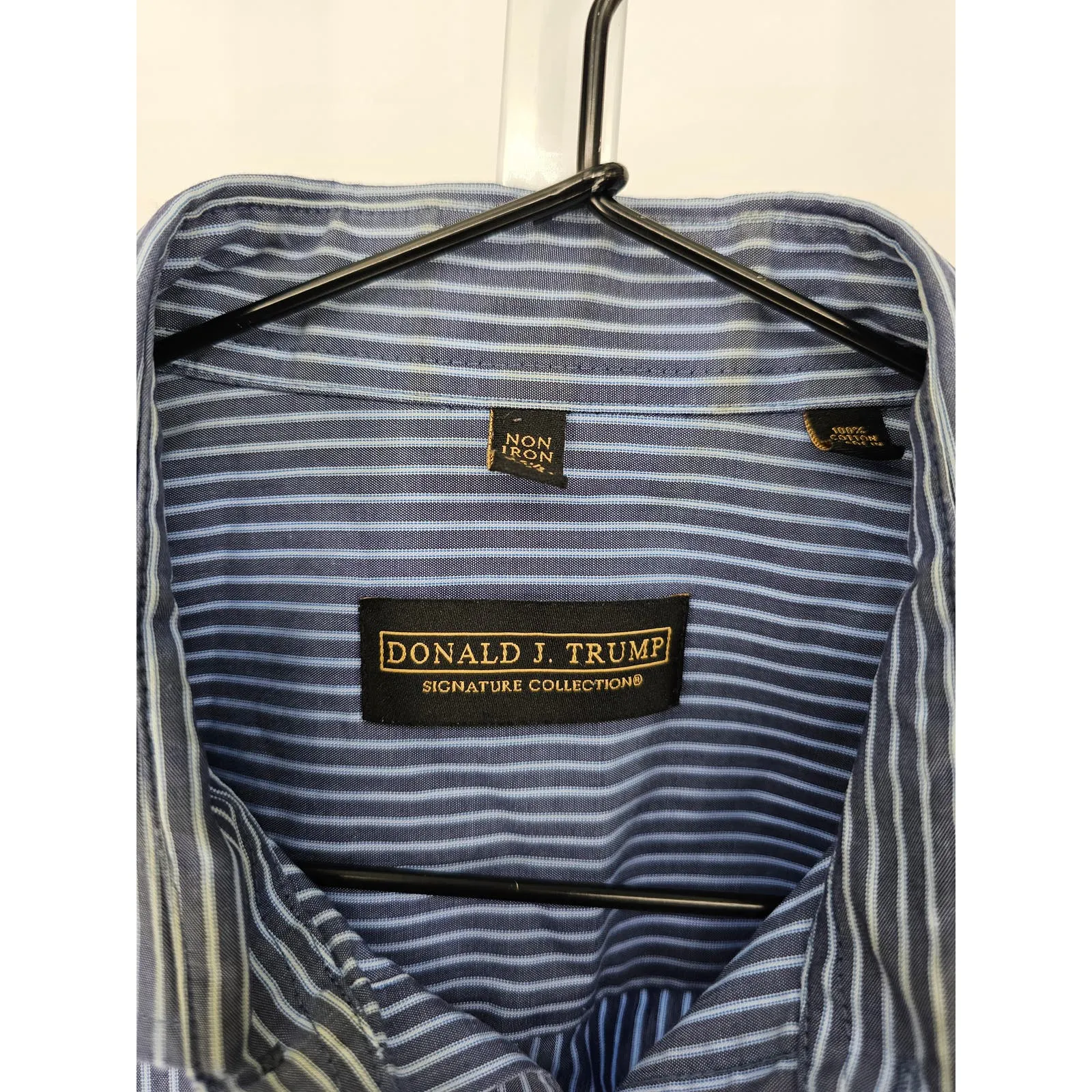 Donald Trump Signature Collection mens Sz 15 1/2 32/33 Cotton Dress Shirt Blue