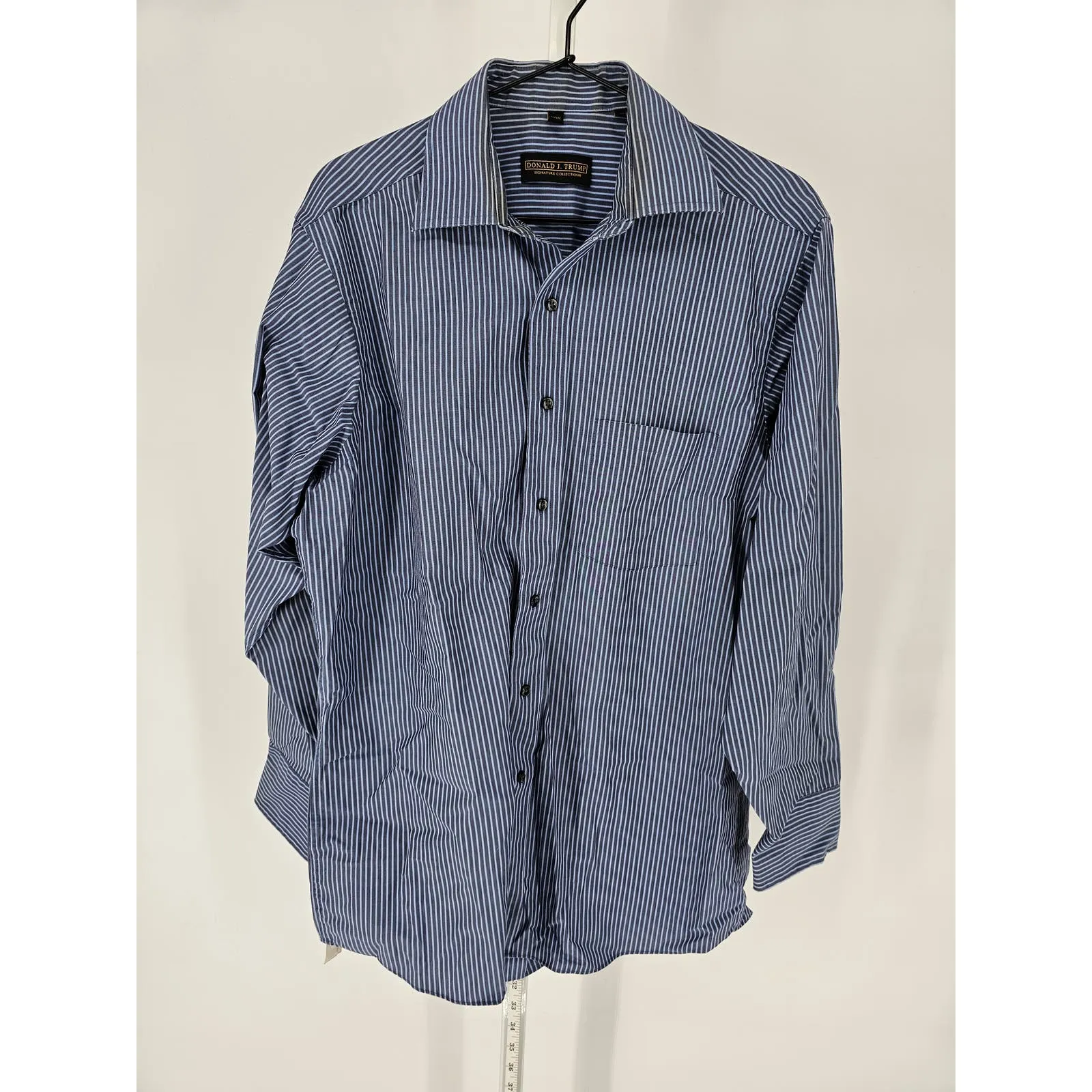 Donald Trump Signature Collection mens Sz 15 1/2 32/33 Cotton Dress Shirt Blue