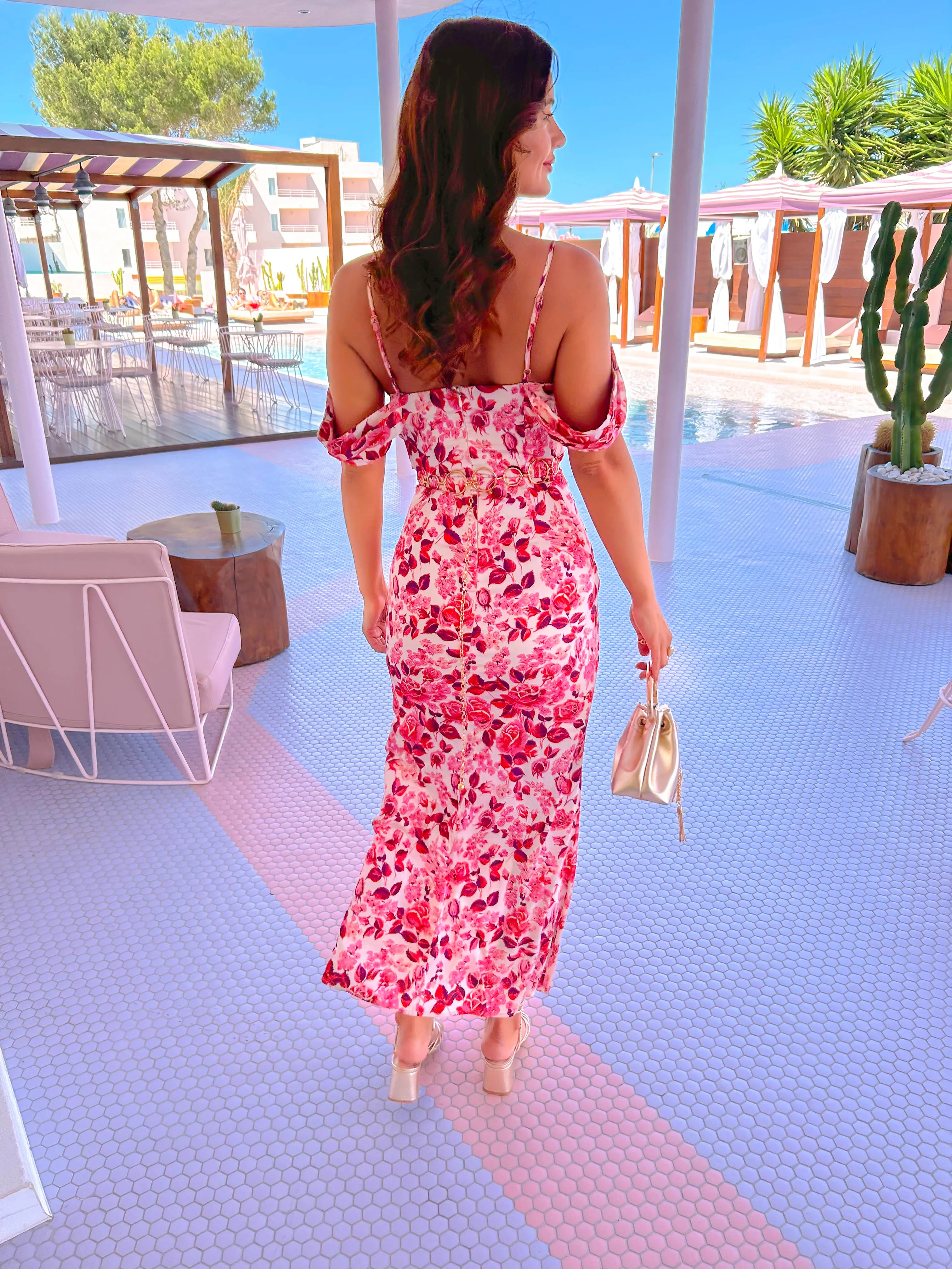 Elegance Is Everything - Cream Red Floral Maxi Dress