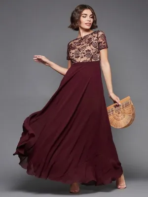 Floral Lace Insert Maxi Dress For Women