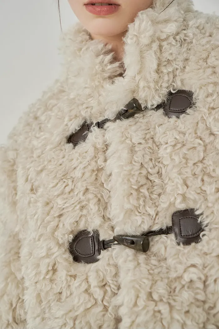 Fluffy Stand Collar Button Up Teddy Jacket
