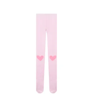 Girls Pink Cotton Heart Tights