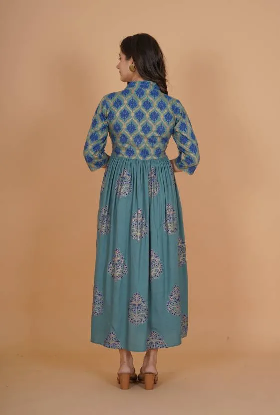 Green Fit and Flare Maxi Dress
