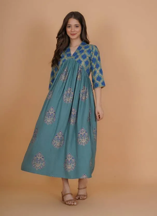 Green Fit and Flare Maxi Dress