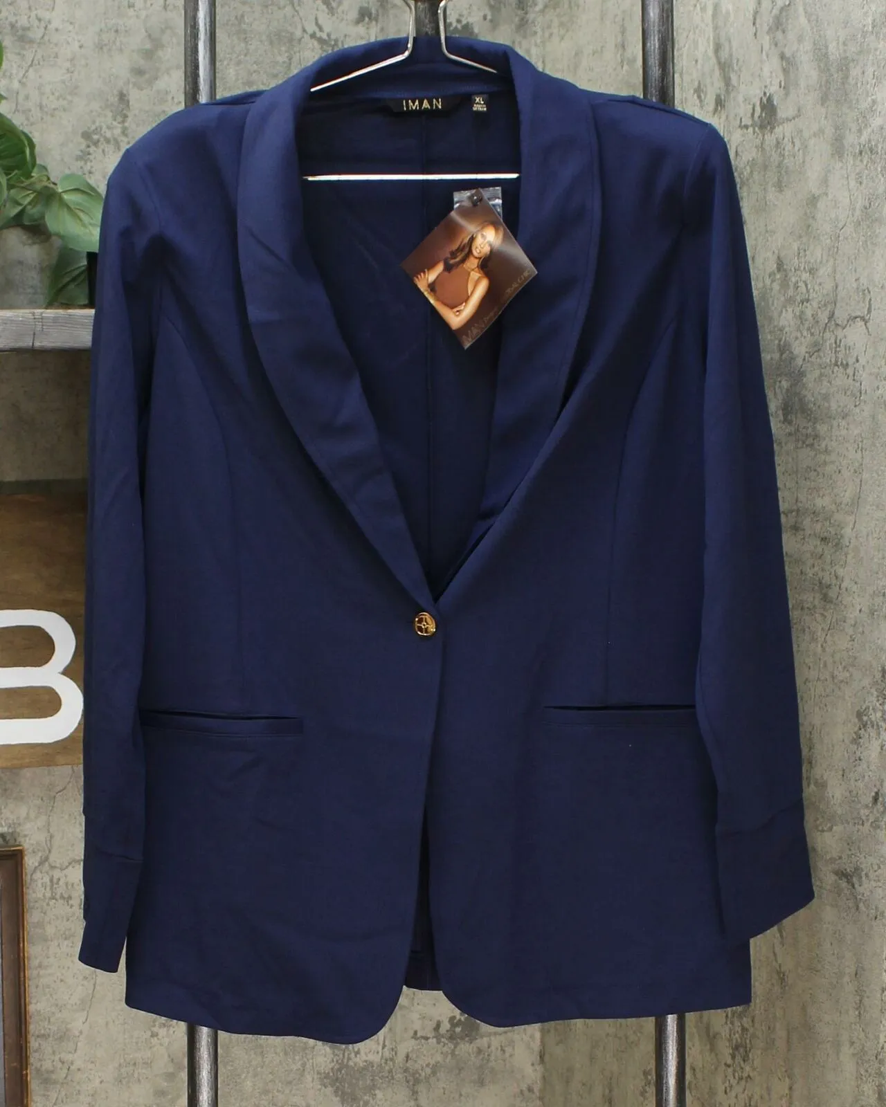 IMAN Women's Global Chic Luxury Resort Blazer With Printed Cuffs