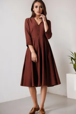 Knee length linen dress for women 5600