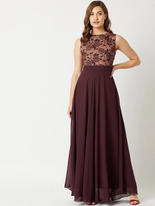 Lace Insert Maxi Dress For Women