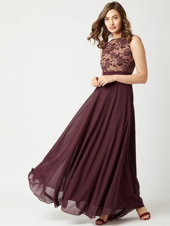 Lace Insert Maxi Dress For Women