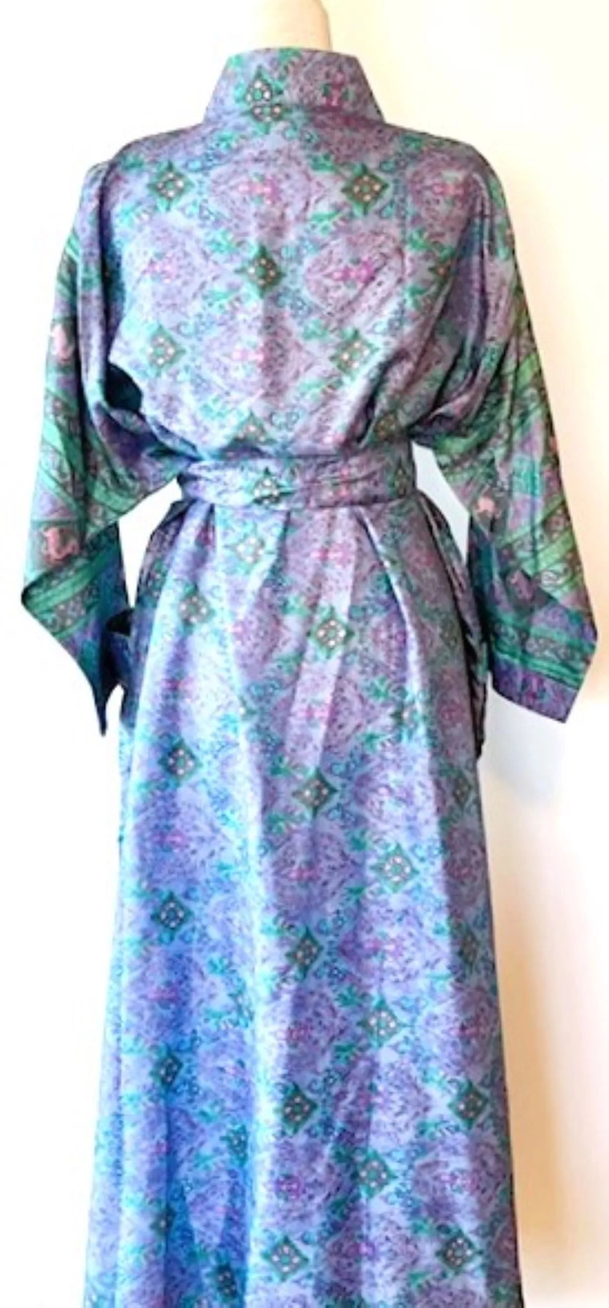 Luxury Silk Mixed Print Kimono Duster Is Seductive (Lilac)