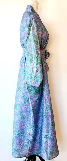 Luxury Silk Mixed Print Kimono Duster Is Seductive (Lilac)