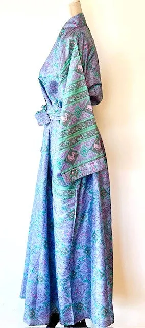 Luxury Silk Mixed Print Kimono Duster Is Seductive (Lilac)