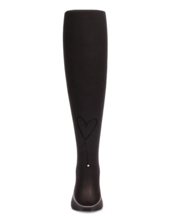 Memoi Sweet Heart Flocked Opaque Tights Black