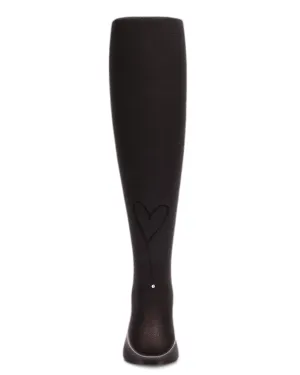 Memoi Sweet Heart Flocked Opaque Tights Black