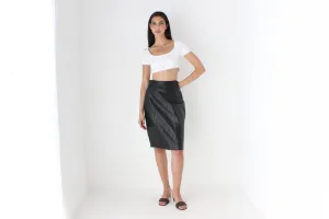 Minimal 80s Leather Pencil Skirt by Bruno Valli, Made in Italy