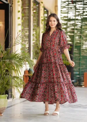 Multicolor Floral Print Maxi Dress
