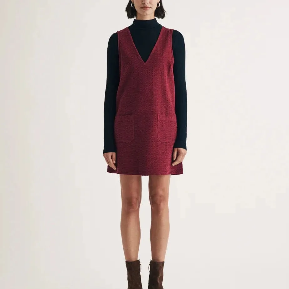 Nobody's Child Cord Piper Mini Pinafore Dress In Burgundy