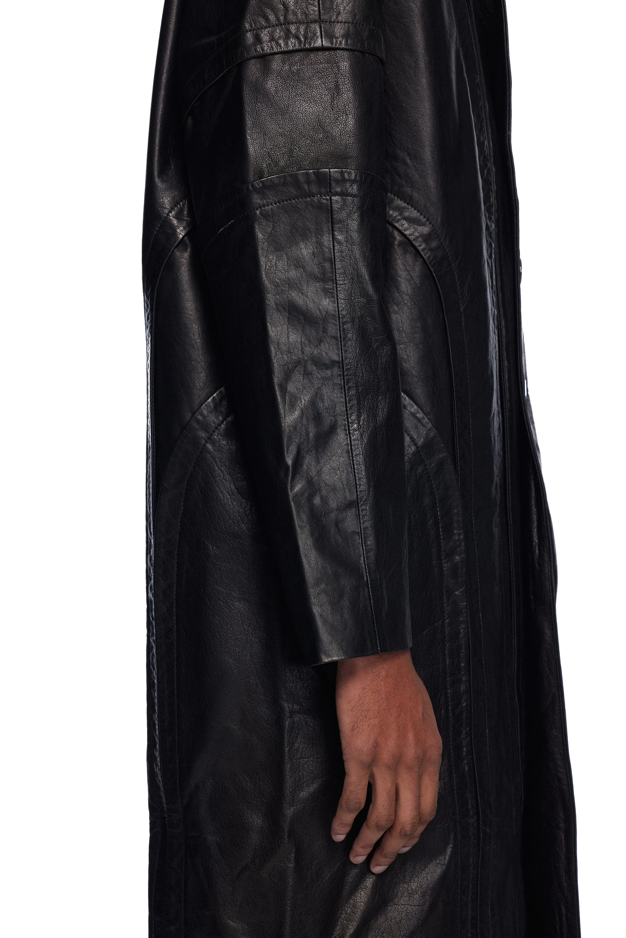 Panelled Leather Coat