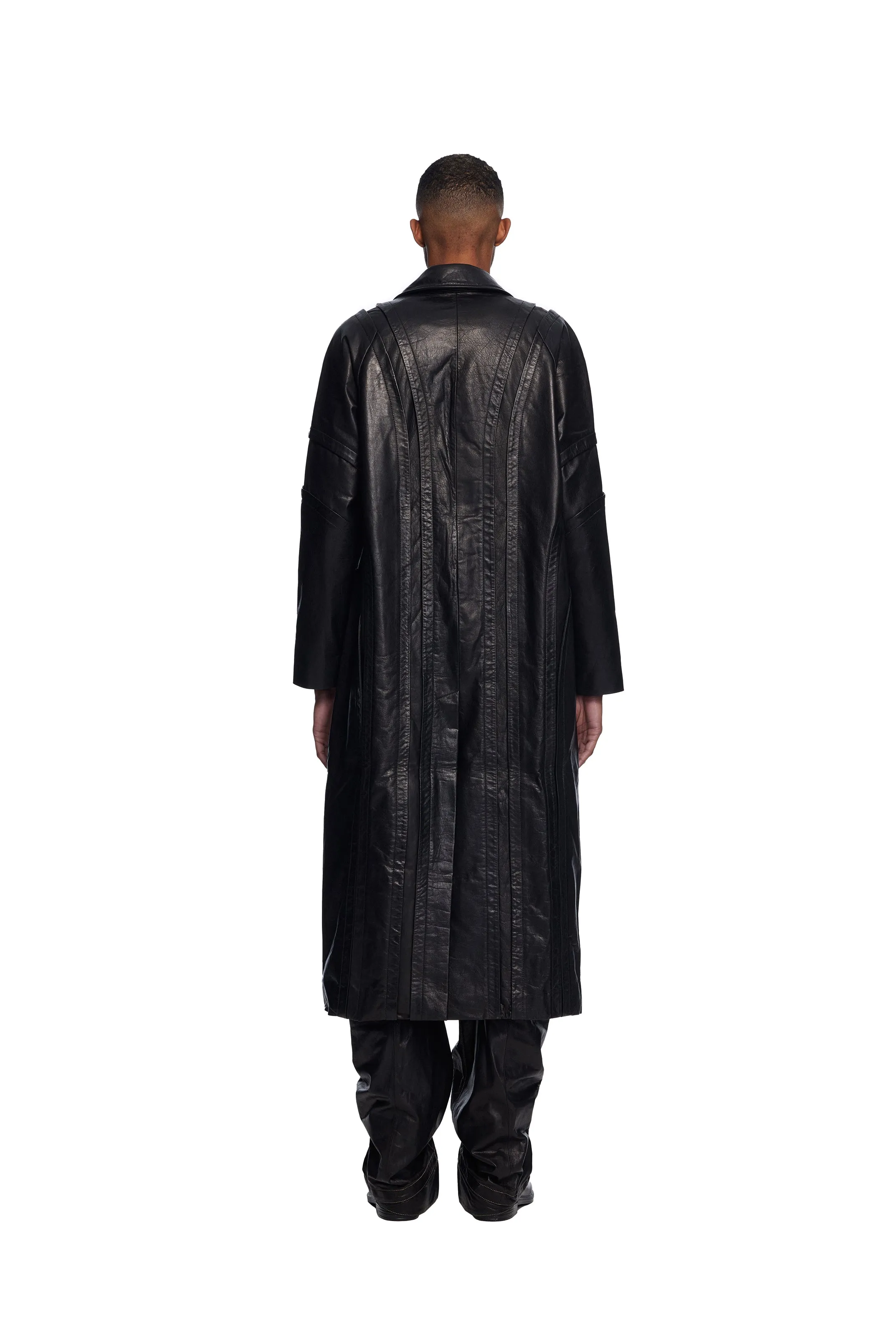 Panelled Leather Coat