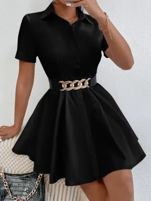PETITE Button Through Shirt Dress Without Belt