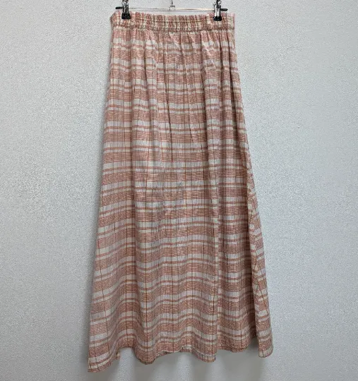Pink Check Button-Down Midi-Skirt - M