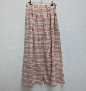 Pink Check Button-Down Midi-Skirt - M