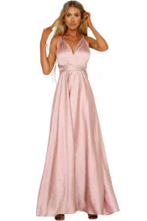 Pink Satin Maxi Dress