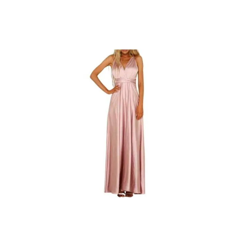 Pink Satin Maxi Dress