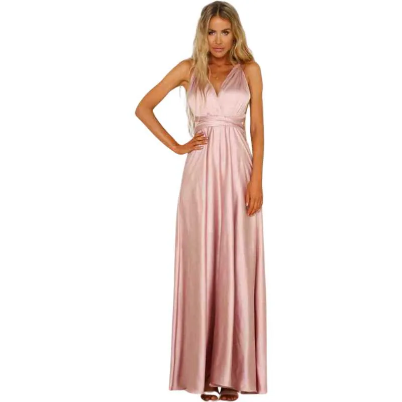 Pink Satin Maxi Dress