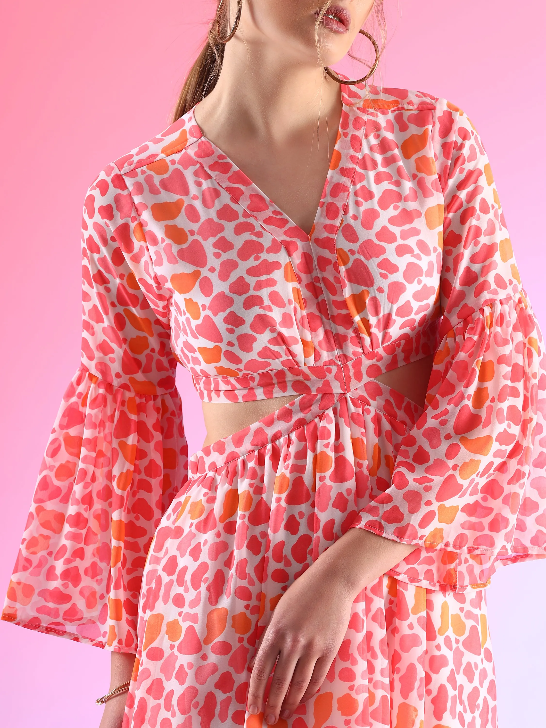 Rosy Romance Floral Printed Georgette Maxi Dress