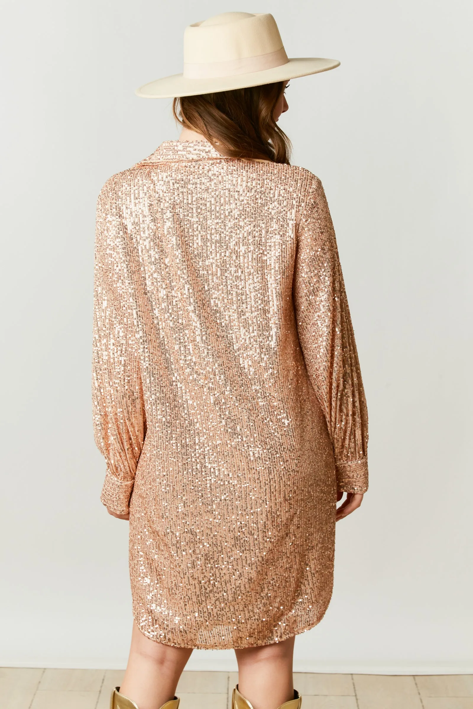 SEQUINS SHIRT DRESS