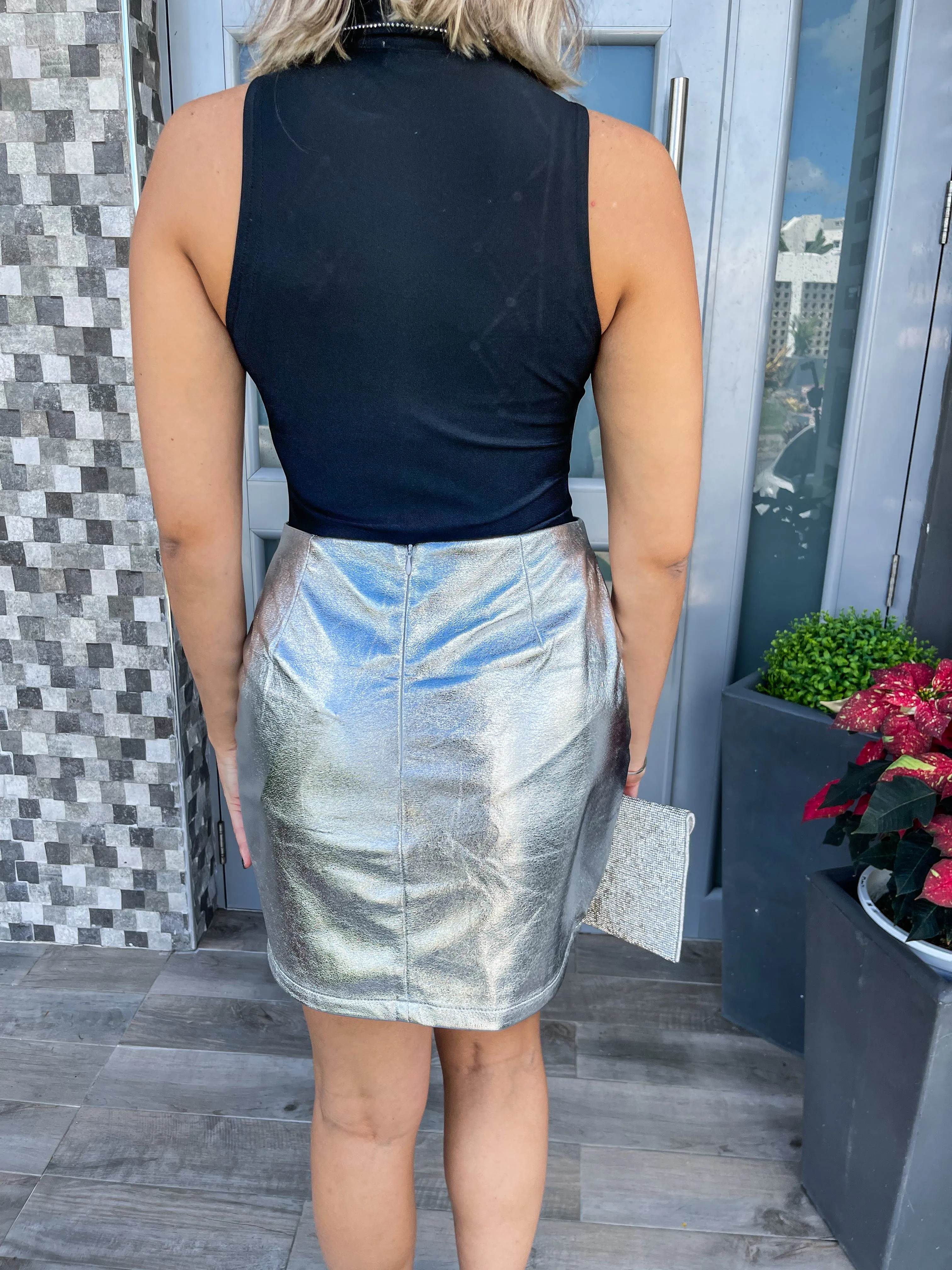 SILVER METALLIC SKIRT