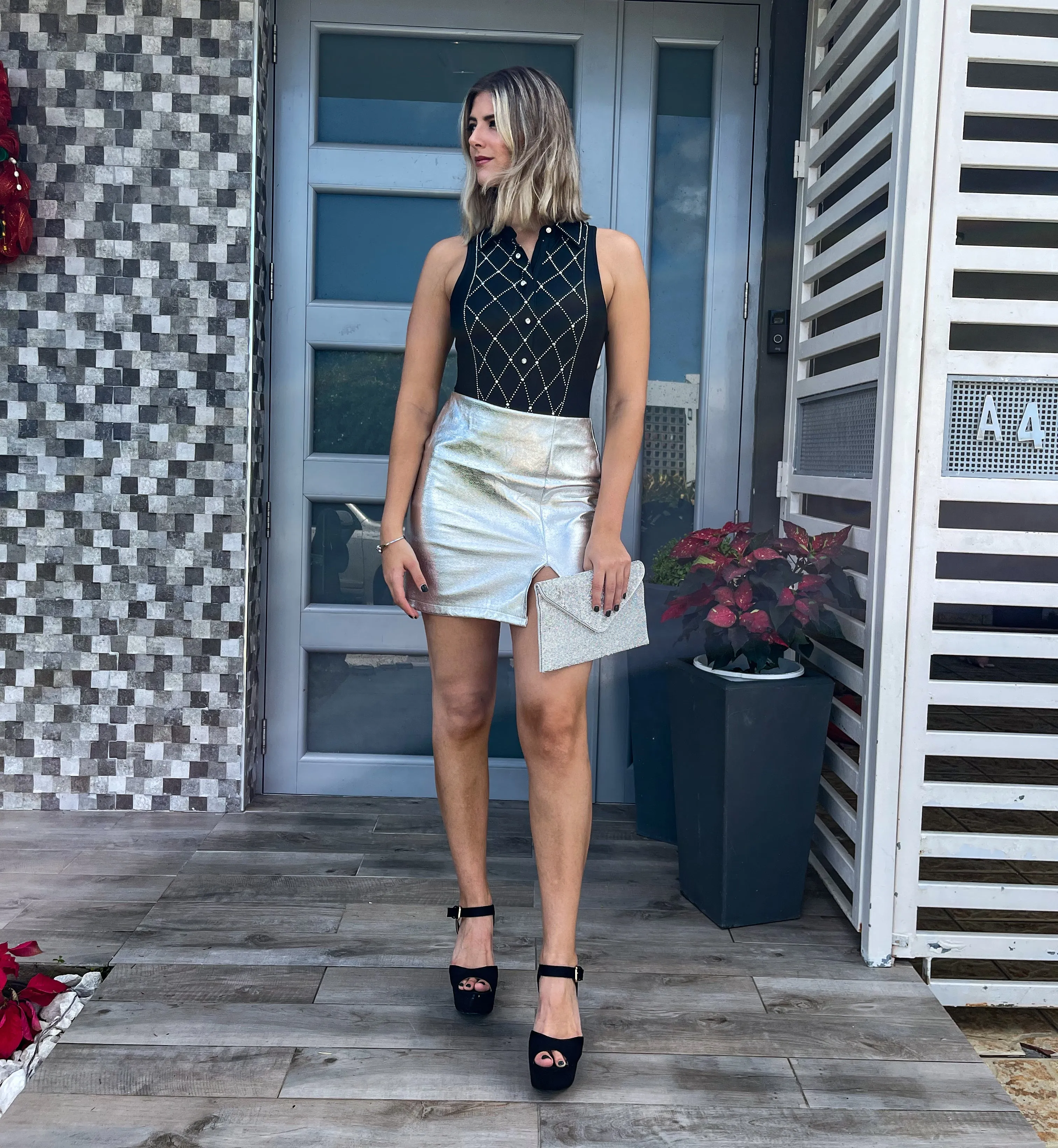 SILVER METALLIC SKIRT