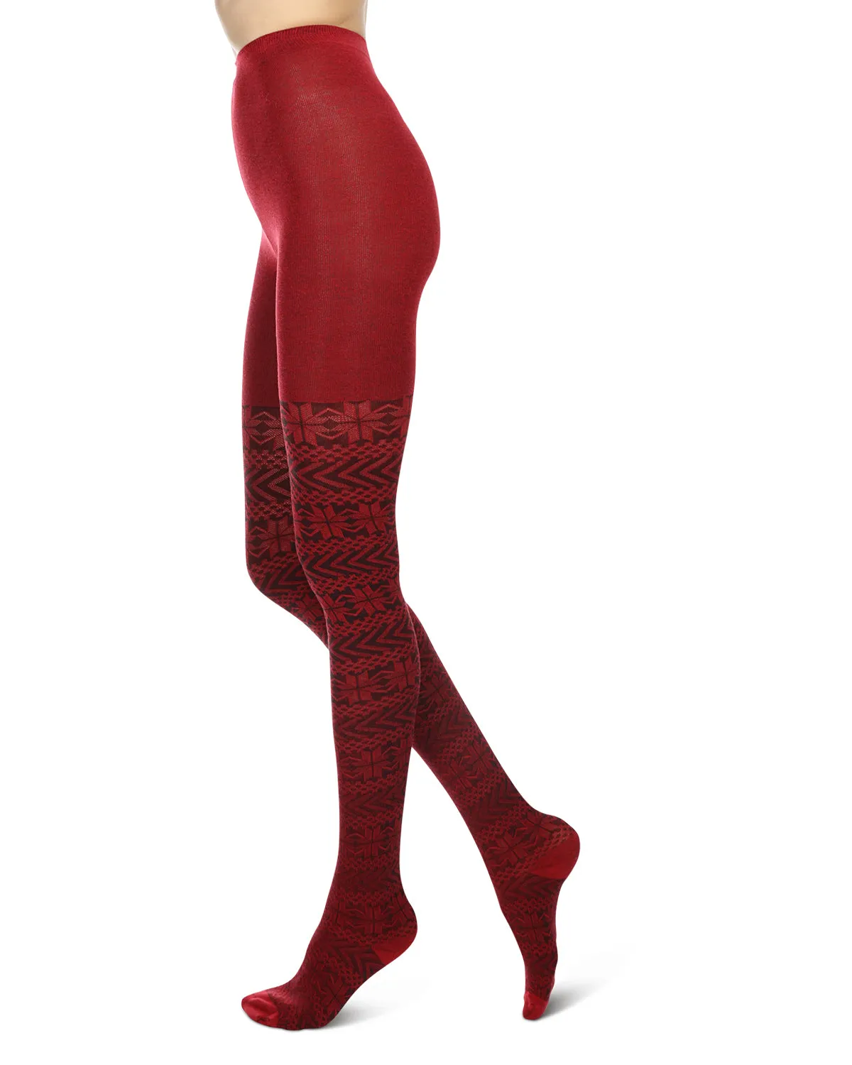 Snowflake Cotton Blend Sweater Tights